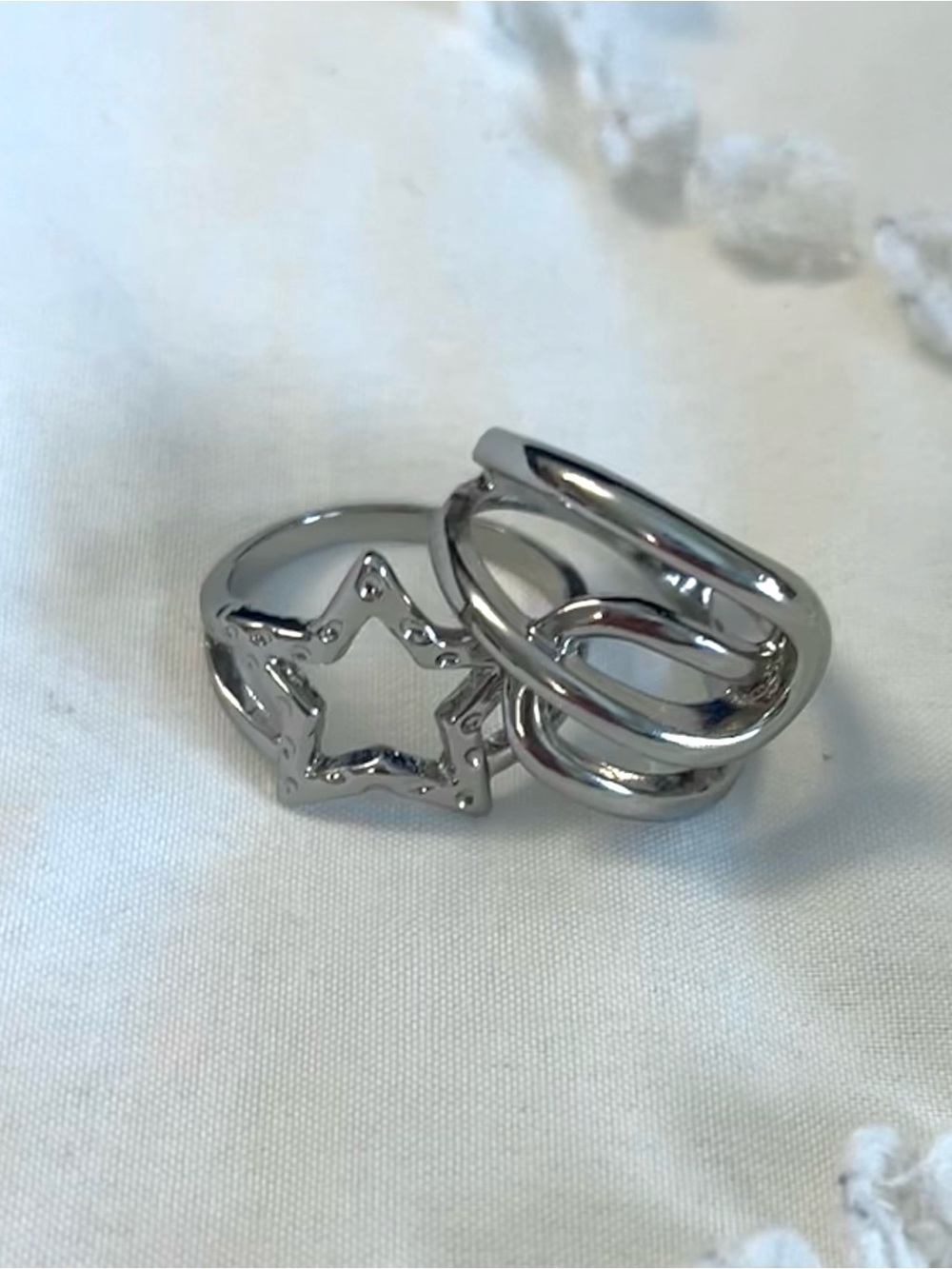 NWOT Chunky Silver Rings Size 8